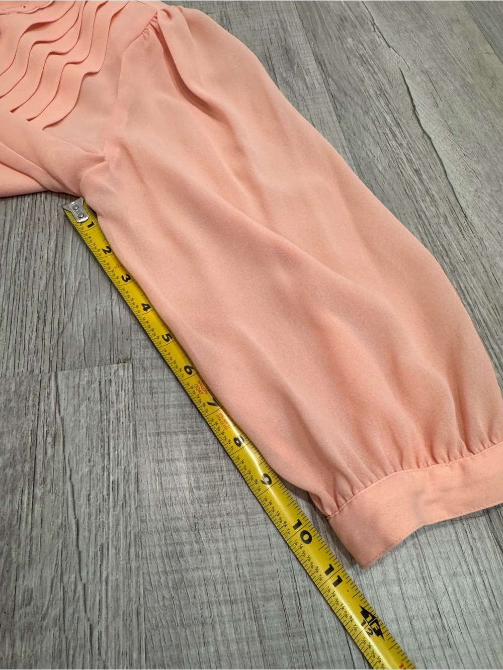 Vtg 80s Diversity Peach Salmon Blouse Pleated Embroidered Collar Sz 12 Korea - Picture 13 of 13